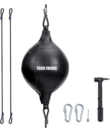 TOCO FREIDO Double End Punching Ball, Speed Bag with Difficulty Levels Boxing Reflex Ball with Headband, Perfect for Reaction, Agility, and Hand Eye Coordination Training Black 0