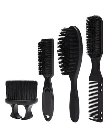 Zhwkelvs 4-Piece Shaving Brush Shaving Brush with Black Plastic Luxury Professional Barber Tool for Men