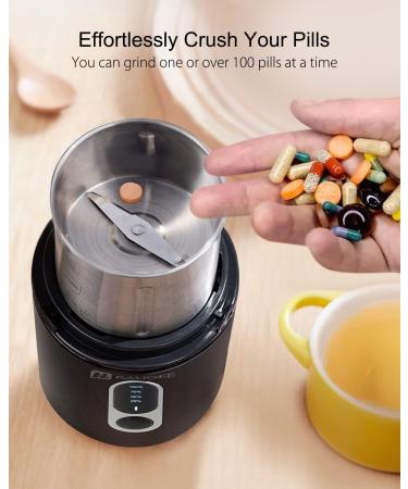 RAUGEE Cordless Electric Pill Crusher - Fine Powder for Medication and Vitamins - Multiple Pills Cutter Included - Buy Online on GoSupps.com