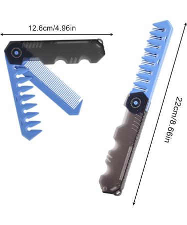 Foldable Folding 2 in 1 Pocket Beard Oilkop Barber Styling Tool Clipper for Hair Beards Mustaches Daily Care Blue - Buy Online on GoSupps.com