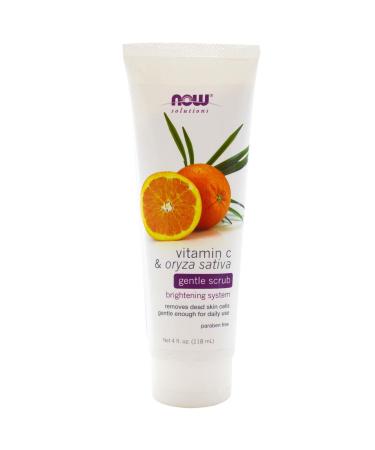 NOW Foods - Brightening System Gentle Scrub Vitamin C & Oryza Sativa - 4 oz.