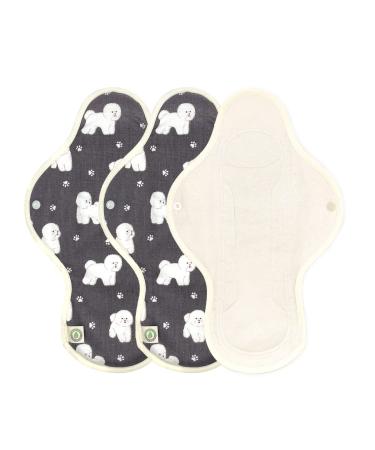 think ECO Printed Absorbent Type Pad 3p Organic Reusable Cotton Pads Menstrual Pads Sanitary Napkins Many Pattern 3 Pads. (Puppy Day pad Plus)