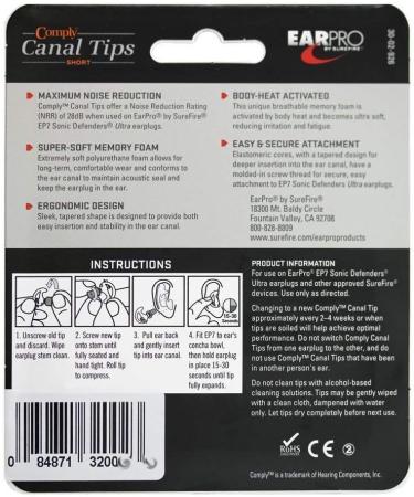 SureFire Foam Replacement Tips (3-Pair) Medium - Durable and Comfortable Foam Ear Tips - Buy Online on GoSupps.com