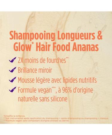 Garnier - Fructis Hair Food - Nourishing Shampoo for Lengths & Glow with Pineapple - Vegan Formula with 97% Natural Origin - For Long & Dull Hair - 350 ml - Buy Online on GoSupps.com