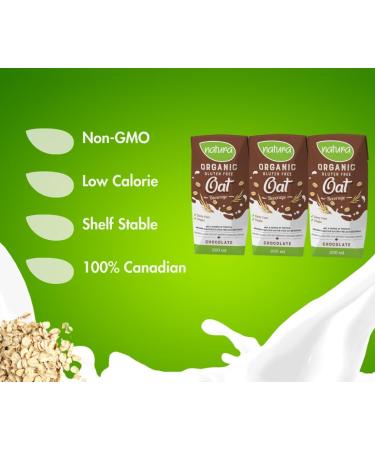NATURA Mini Chocolate Oat Milk - Organic & Gluten Free - Dairy Free - Vegan - Shelf Stable - Plant Based Beverage - Non-GMO - Perfect for Lunch Box - Made in Canada | 200ml (Pack of 3) Chocolate - Oat - Buy Online on GoSupps.com
