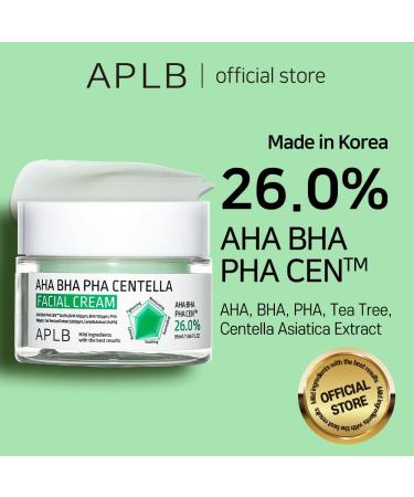 APLB AHA BHA PHA Centella Facial Cream - 26% Exfoliant for Deep Hydration & Revitalization | Korean Skincare for Improved Skin Texture - Buy Online on GoSupps.com