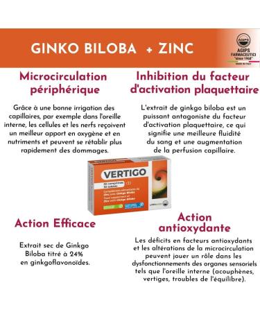 Vertigo Tinnitus Buzzing Ear Dizziness Dietary Supplement with Zinc Ginkgo Biloba 30 Tablets Agips - Buy Online on GoSupps.com
