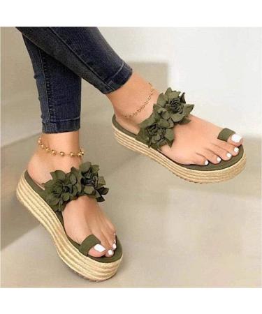 Creev Women's Floral Slip-On Plateau Sandals | Orthopedic Wedge Flip-Flops for Summer & Beach | Casual Non-Slip Hiking Shoes (EU Sizes 41-43) - Buy Online on GoSupps.com