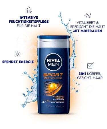 Buy Nivea Men Sport Shower Gel (250ml) - Vitalizing & Nourishing Refreshing Formula for Active Men - Best International Shipping - Buy Online on GoSupps.com