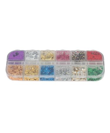 daiwei 12 Grid Nail Sequins Paillette Aluminum Irregular Flakes Gold Silver Pigment Nail Art Decoration Mirror Foil Paper Cby