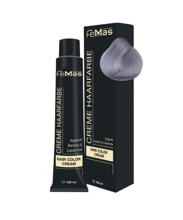 Femmas hair color pure & mix silver i professional cream hair color with argan oil keratin & ceramids I as a permanent hair color or tint for radiant durable color results i 100 ml pure & mix silver 1 Pack