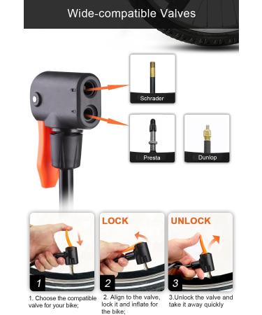 Hopopro Mini Bike Pump - Portable Hand/Foot Activated Tire Pump for Road/Mountain Bike & Balls - Presta Schrader Dunlop Valves - Red - Buy Online on GoSupps.com