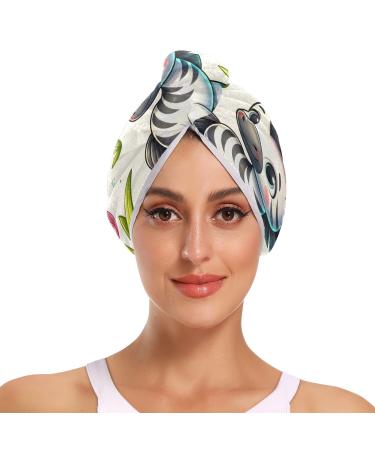 Cute Pinto Grass Tulip Flower Hair Towel 2 Pack Super Absorbent Hair Drying Towel Quick Dry Hair Turbans Head Towel with Button Twisty Wrap for Women Girls
