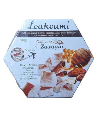 Traditional Cyprus/Turkish Loukoumi Delight Sweet Zacharia 250g – 1 mix honey, almond and cinnamon 1606