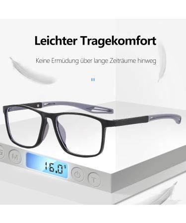 FsRead Men's Reading Glasses Set - Sporty Design Comfort & Blue Light Blocking | 2.0 Diopters in Black Gray and Orange - Buy Online on GoSupps.com