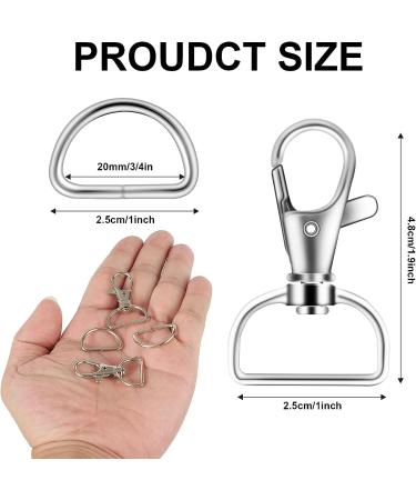100PCS Premium Swivel Snap Hooks and D Rings  Swivel Snap Hooks for Keychain and Sewing Project(3/4"Inside Width) Silver - Buy Online on GoSupps.com