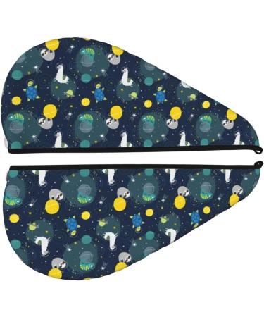Hair Towel Wrap for Quick Drying | Towel Turban with Button - Space & Animals Design - Buy Online on GoSupps.com