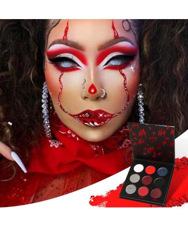 Black Red Eyeshadow Palette Goth Clown Halloween Makeup White Silver Glitter Metallic Red Black Eyeshadow Palette Highly Pigmented Joker Vampire Christmas True Red Smoky Eye Makeup Vegan Cruelty free White Black Red - Buy Online on GoSupps.com