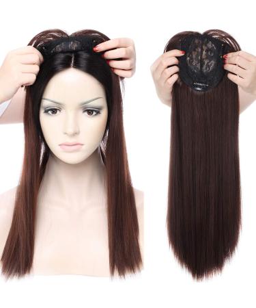 17" Inch Hair Topper Synthetic Clip In Hair Toppers Straight Hair Extensions For Thinning Hair Women - Medium Brown(Length:43CM Weight:120g)