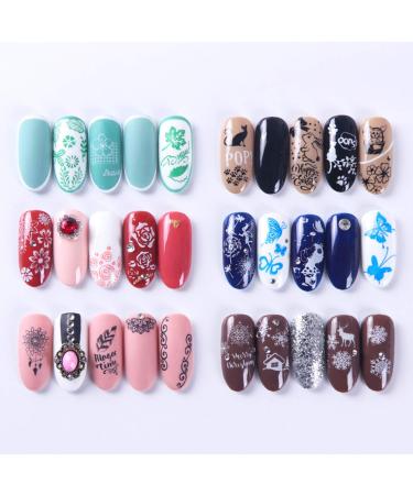 Nail Stamp Template Kit - 5 Pcs Stamping Plates for Nail Art - Flower, Leaf, Butterflies, Snowflake Designs - Manicure Supplies - Buy Online on GoSupps.com