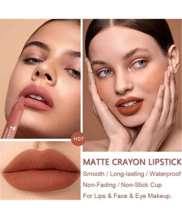 3 Colors Rotating Crayon Lipstick Set - Long Lasting Matte Waterproof Lipstick Set for Women (Set-A) - Buy Online on GoSupps.com