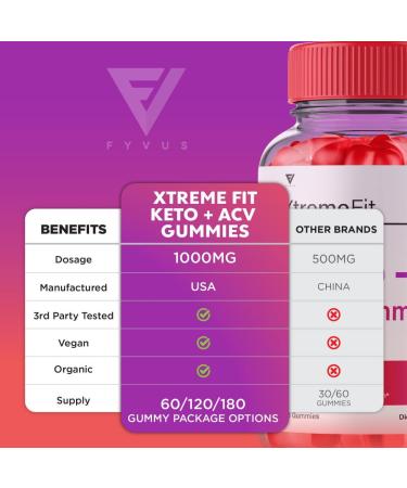 Xtreme Fit Keto ACV Gummies for Weight Loss - 60 Gummies - Shark Tank Apple Cider Vinegar Oprah Winfrey - XtremeFit - Buy Online on GoSupps.com
