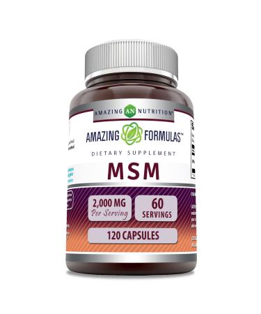 Amazing Formulas MSM (Methylsulfonylmethane) Supplement | 2000 Mg Per Serving | Capsules | Non-GMO | Gluten Free | Made in USA (1 Pack 120 Count) 120 Count 120 Count (Pack of 1)