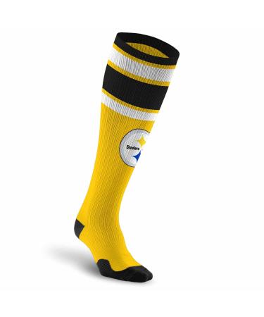 NFL Knee High Compression Socks for Circulation - Men and Women Pittsburgh Steelers - Gold Small-Medium