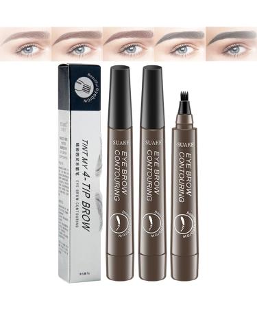 2Pcs Suake Eyebrow Contouring Pen - 4-Tip Microblade Brow Pen, Magical Precise Waterproof Brow Pen, Microblading Eyebrow Pencil with a Micro-Fork Tip Applicator (04)