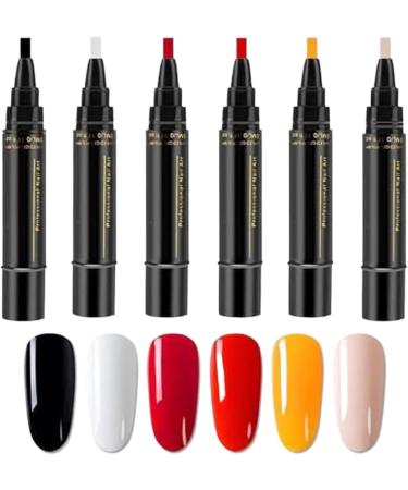  scyca 6 Pcs Gel Nail Pen Set Quick Dry Nail Art Pen No UV Nail Polish Accessories for Professional Manicure - Buy Online on GoSupps.com