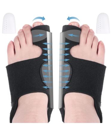 Hilph Bunion Corrector for Women & Men 2pc Big Toe Straightener Splint Brace for Hallux Valgus Adjustable Bunion Correction Orthopedic Splint Brace for Bunion Relief (Black)