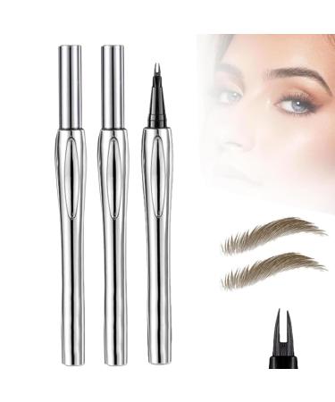 Cooklesa Eyebrow Cooklesa 2024 Upgraded Natural Waterproof Eyebrow Pen with Microfine Tip Two-Pronged Eyebrow Pencil 3D Long-Lasting Natural Waterproof Microblading Eyebrow Pen Makeup (2PCS Gray Brown)