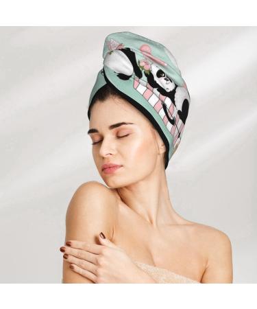 Shop Cute Panda Microfiber Hair Towel - Super Absorbent Coral Velvet Wrap for Long Curly & Thick Hair - Quick Dry & Soft for Women - Buy Online on GoSupps.com
