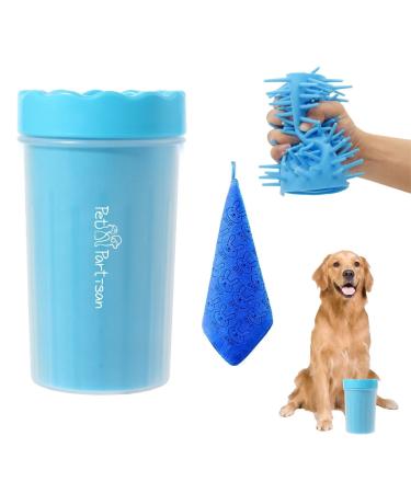 Pet Partisan Dog Paw Cleaner, Paw Cleaner for Dogs with Quick-Drying Towel, Dog Paw Washer, Dog Feet Cleanr/Washer for Medium/Large/XLarge Dogs Medium Blue