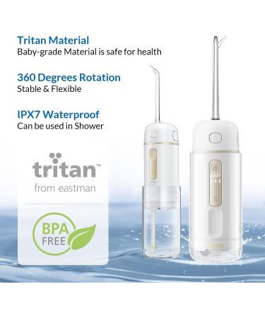 Portable Retractable Water Dental Flosser - Cordless Oral Irrigator for Gum & Orthodontic Care | 3 Pressure Modes | IPX7 Rechargeable for Home & Travel - Buy Online on GoSupps.com