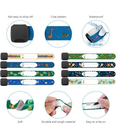 Vicloon Safety Wristband Bracelets 8 Pcs - Child Kids ID Bracelet with Pen - Anti Lost & Waterproof - Dinosaur and Spaceship Design - Buy Online on GoSupps.com