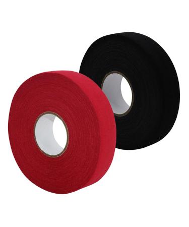 JORTMRD 2 rollers rack tape ice hockey anti-slip hockey tape hockey bat tape 2.5cm*25m handle band ice hockey sports tape hockey tape field hockey handle tape (black red)