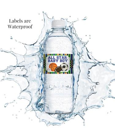 All Star Baby Boy Sports Themed Baby Shower Water Bottle Sticker Wrappers - Set of 20, 1.75 x 8.5 Labels by AmandaCreation - Buy Online on GoSupps.com