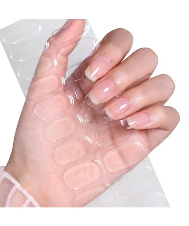 20 Semi Cured Gel Nail Strips Gel Nail Stickers Soft Gel Nail Strips Semi Cured Gel Nails Clear Colour Salon-Quality Gel Nail Polish Strips for Women and Men (Crystal Clear)