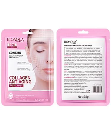 BIOAQUA 96% Dense Moisturizing Face Collagen Protein Anti-Aging Anti-Wrinkle Facial Mask Skin Care 5x25g / 0.95fl.oz