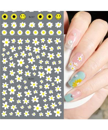 Daisy Sunflower Nail Art Stickers - 12 Sheets Cute Floral Decals for Spring & Summer Manicure - Buy Online on GoSupps.com