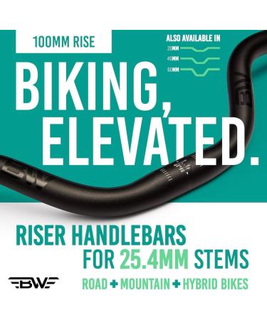 BW Riser Handlebar for Mountain, Road, and Hybrid Bikes | 25.4mm Stems - 100mm Rise Options - Buy Online on GoSupps.com
