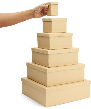 6-Pack Decorative Nested Gift Boxes with Lids - Assorted Sizes, Square Nesting Boxes for Presents, Wedding, Birthday, DIY - Stackable and Durable Thick Paper Board - Buy Online on GoSupps.com