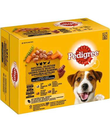 Pedigree Multipack Adult Poultry Selection (4 Varieties in Sauce) - 3x12x100g Chicken Turkey Duck - 3.6kg | International Shipping - Buy Online on GoSupps.com