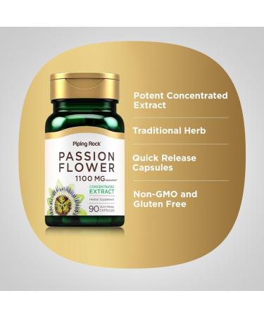 Piping Rock Passion Flower Extract Capsules | 90 Count | Herbal Supplement | Non-GMO Gluten Free - Buy Online on GoSupps.com