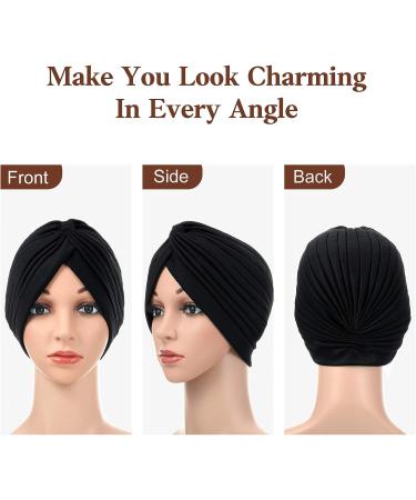 6-Piece Multicolor Soft Turban Head Wrap Set for Women - Pleated Beanie Cap Collection - Buy Online on GoSupps.com