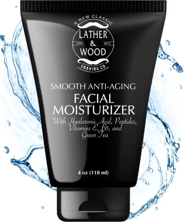 Face Moisturizer for Men - Lather & Wood's Luxurious Sophisticated Face Lotion for Men  for the Man s Man. Fragrance-Free Facial Cream for Men. (Unscented  4 ounce)