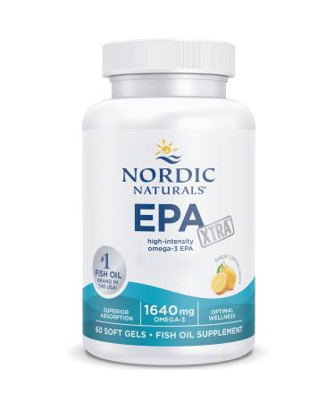 Nordic Naturals EPA Xtra 1640mg Omega-3 Fish Oil with EPA and DHA Lemon Taste 60 Soft Capsules Lab Tested Soy Free Gluten Free Non-GMO