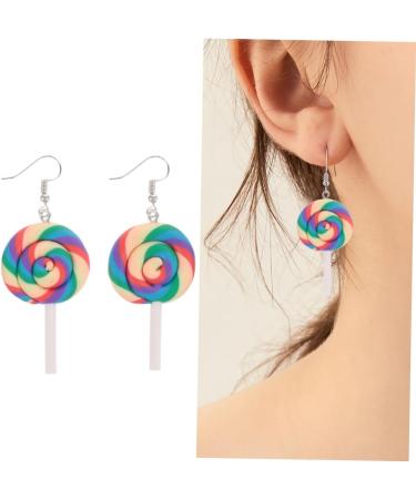 Holibanna 8 Pcs Large Dangle Earrings for Women Ear Decorations Polymer Clay Earrings Lollipop Earrings Turquoise Hoop Earrings for Women Creative Earrings Thick Circle Cane 3X5.3CMx2pcs Assorted Color 4x2pcs - Buy Online on GoSupps.com