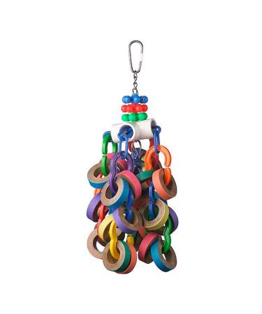 Super Bird Creations SB1107 Bagel Cascade Bird Toy, Large Bird Size, Refillable Bagels, 15 x 4.5